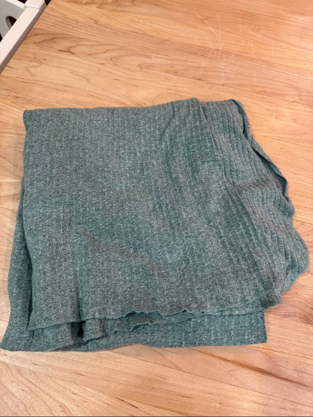 Dusty Green Ribbed Organic Cotton Blanket